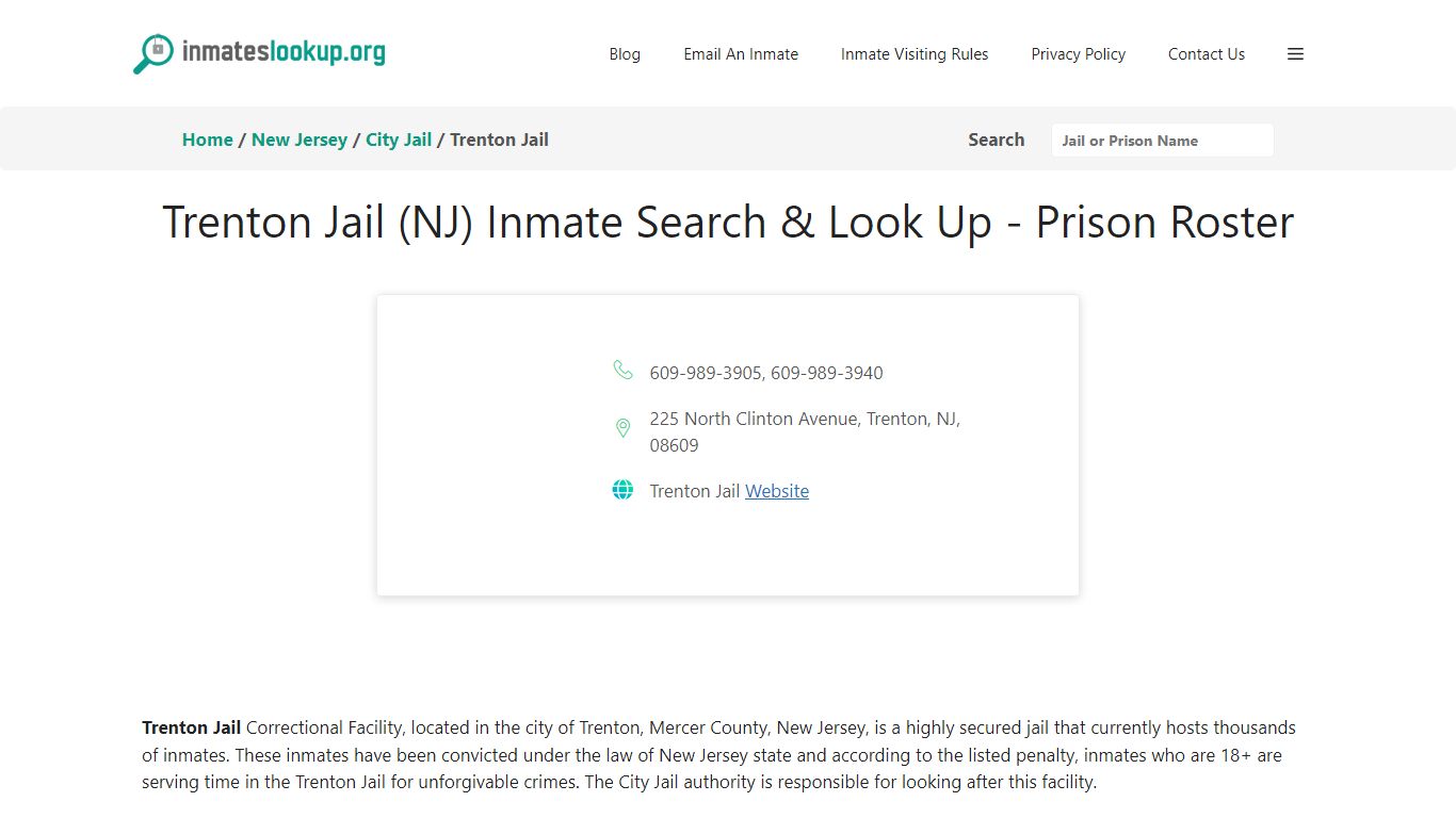 Trenton Jail (NJ) Inmate Search & Look Up - Prison Roster