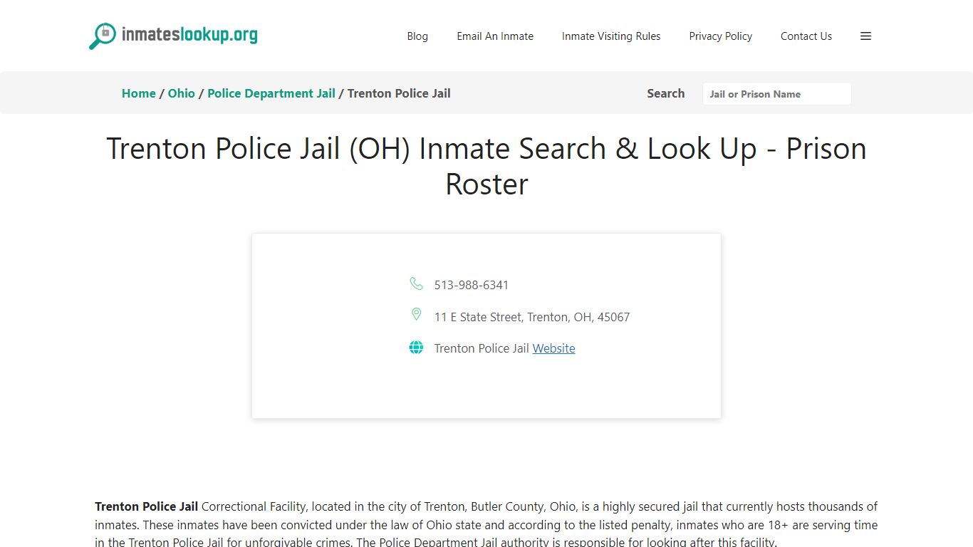 Trenton Police Jail (OH) Inmate Search & Look Up - Prison Roster