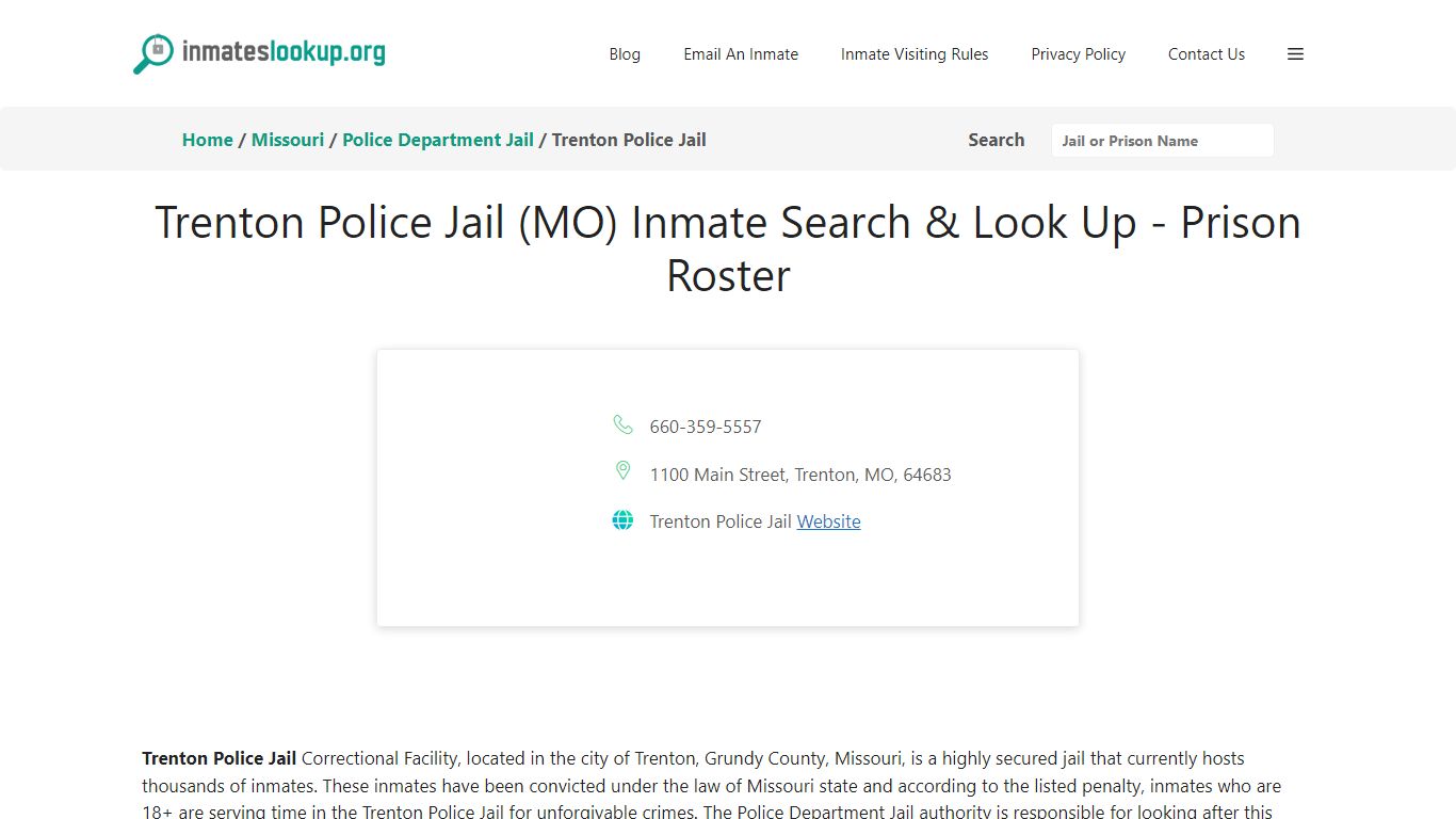 Trenton Police Jail (MO) Inmate Search & Look Up - Prison Roster